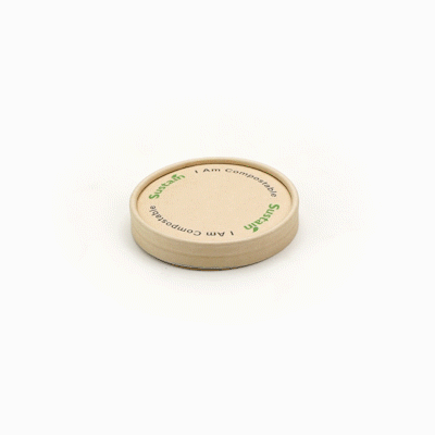 Sustain Round Bamboo Paper To Go Cup Lid - with PLA Lining, Fits 3 and 4 oz - 200 count box