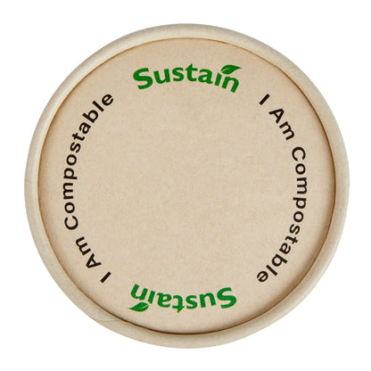 Sustain Round Bamboo Paper To Go Cup Lid - with PLA Lining, Fits 3 and 4 oz - 200 count box