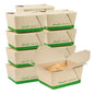 Sustain 30 oz Rectangle Bamboo Paper #1 Bio Box Take Out Container - with PLA Lining, Compostable - 5" x 4" x 2 1/2" - 200 count box