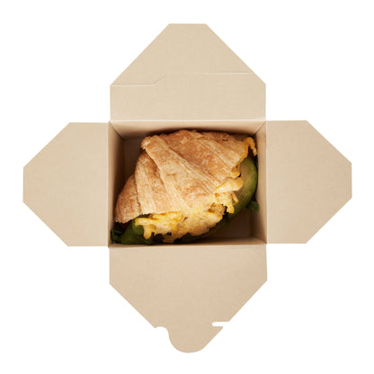 Sustain 30 oz Rectangle Bamboo Paper #1 Bio Box Take Out Container - with PLA Lining, Compostable - 5" x 4" x 2 1/2" - 50 count box