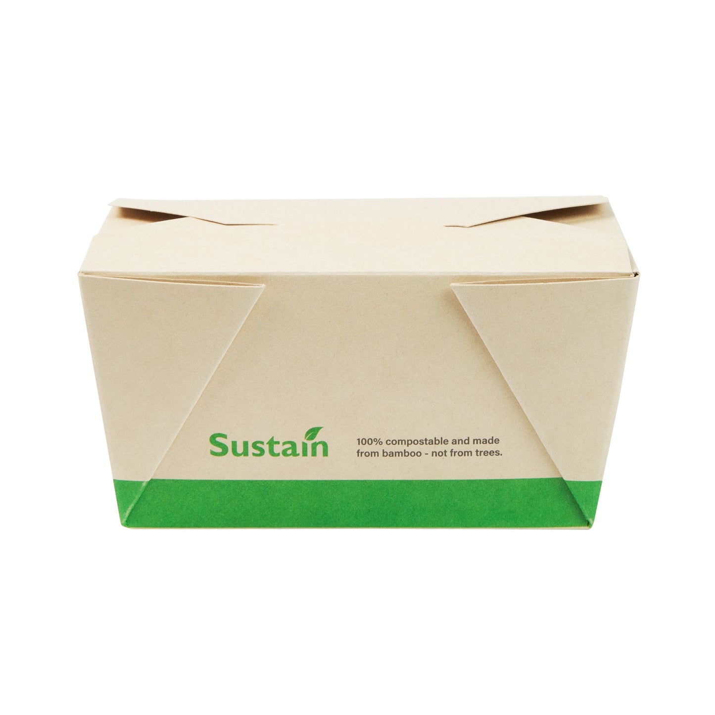 Sustain 30 oz Rectangle Bamboo Paper #1 Bio Box Take Out Container - with PLA Lining, Compostable - 5" x 4" x 2 1/2" - 50 count box