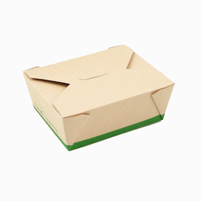 Sustain 45 oz Rectangle Bamboo Paper #8 Bio Box Take Out Container - with PLA Lining, Compostable - 6 3/4" x 5 1/2" x 2 1/2" - 200 count box