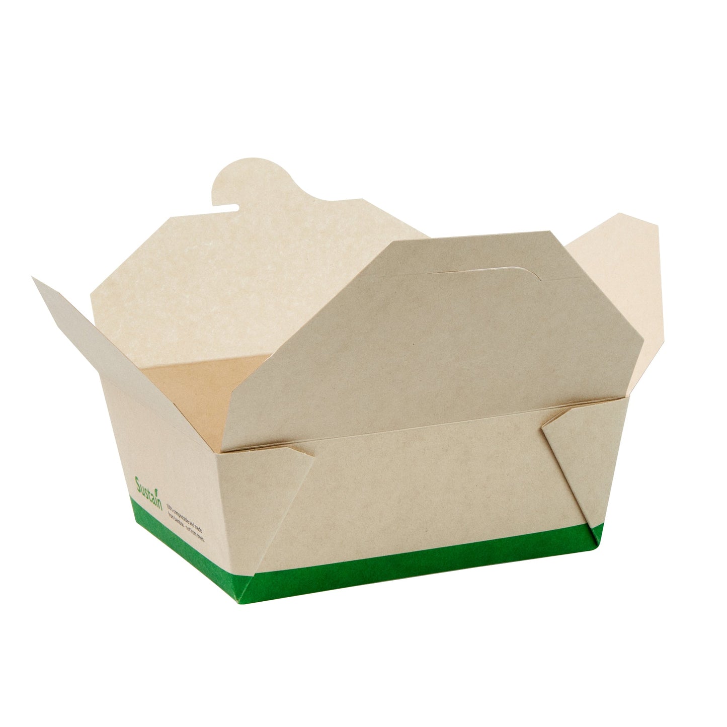 Sustain 45 oz Rectangle Bamboo Paper #8 Bio Box Take Out Container - with PLA Lining, Compostable - 6 3/4" x 5 1/2" x 2 1/2" - 200 count box