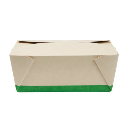 Sustain 45 oz Rectangle Bamboo Paper #8 Bio Box Take Out Container - with PLA Lining, Compostable - 6 3/4" x 5 1/2" x 2 1/2" - 200 count box