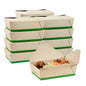 Sustain 71 oz Rectangle Bamboo Paper #3 Bio Box Take Out Container - with PLA Lining, Compostable - 8 1/2" x 6 1/4" x 2 1/2" - 200 count box