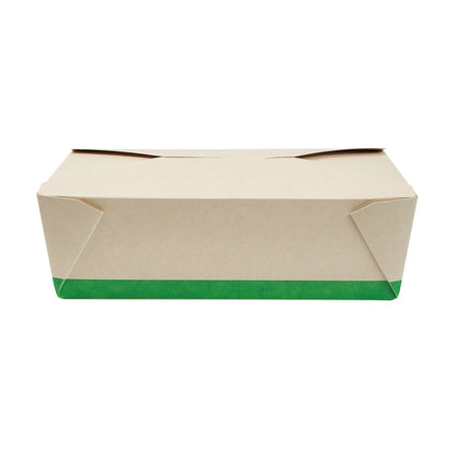 Sustain 71 oz Rectangle Bamboo Paper #3 Bio Box Take Out Container - with PLA Lining, Compostable - 8 1/2" x 6 1/4" x 2 1/2" - 50 count box