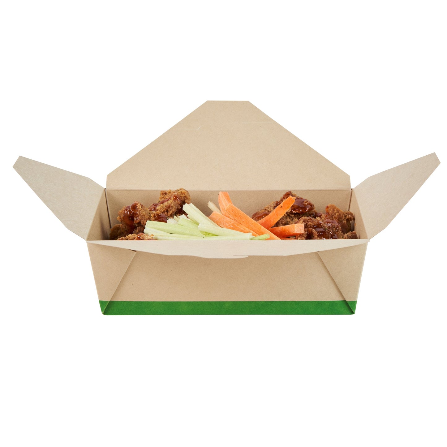 Sustain 71 oz Rectangle Bamboo Paper #3 Bio Box Take Out Container - with PLA Lining, Compostable - 8 1/2" x 6 1/4" x 2 1/2" - 200 count box