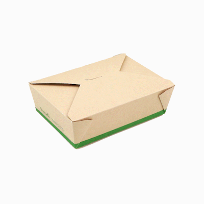 Sustain 71 oz Rectangle Bamboo Paper #3 Bio Box Take Out Container - with PLA Lining, Compostable - 8 1/2" x 6 1/4" x 2 1/2" - 200 count box