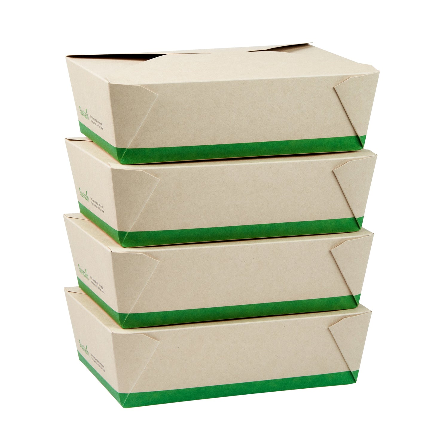Sustain 71 oz Rectangle Bamboo Paper #3 Bio Box Take Out Container - with PLA Lining, Compostable - 8 1/2" x 6 1/4" x 2 1/2" - 200 count box