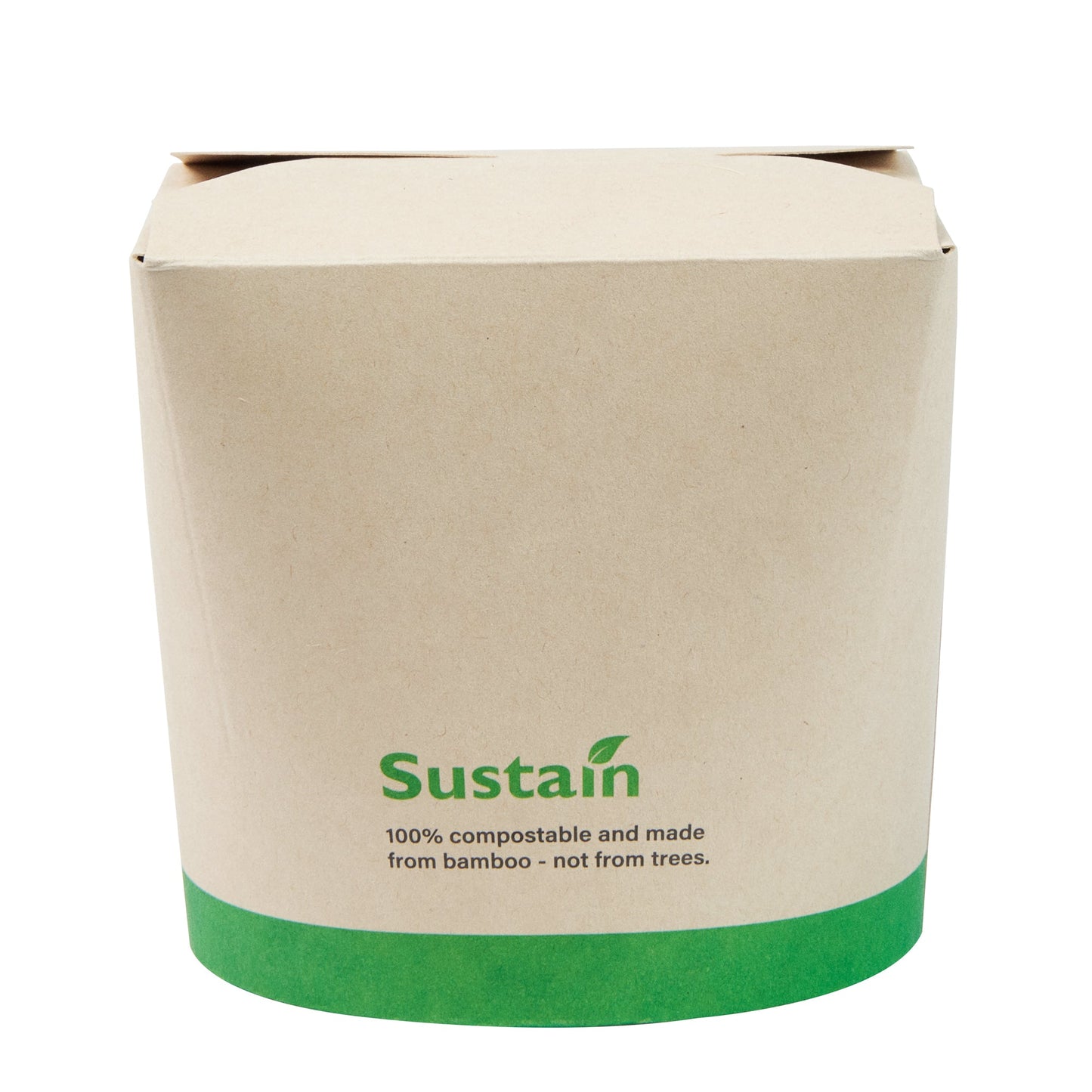 Sustain 26 oz Round Bamboo Paper Noodle Take Out Container - with PLA Lining, Compostable - 4" x 3 1/2" x 3 3/4" - 200 count box