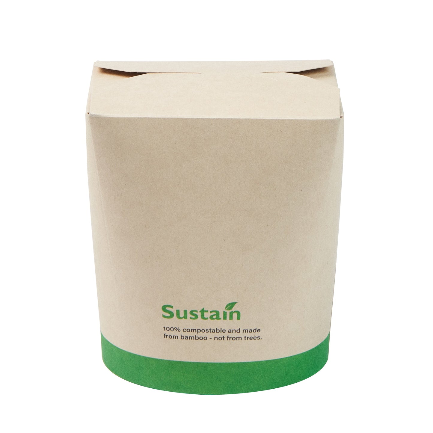 Sustain 32 oz Round Bamboo Paper Noodle Take Out Container - with PLA Lining, Compostable - 4" x 3 1/2" x 4 1/2" - 50 count box