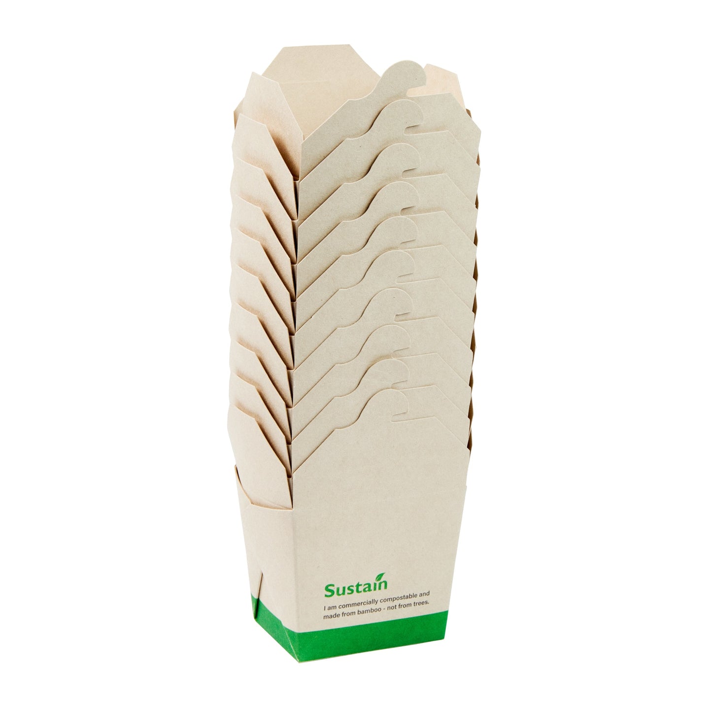 Sustain 8 oz Square Bamboo Paper Noodle Take Out Container - with PLA Lining, Compostable - 2 3/4" x 2 1/4" x 2 1/2" - 50 count box