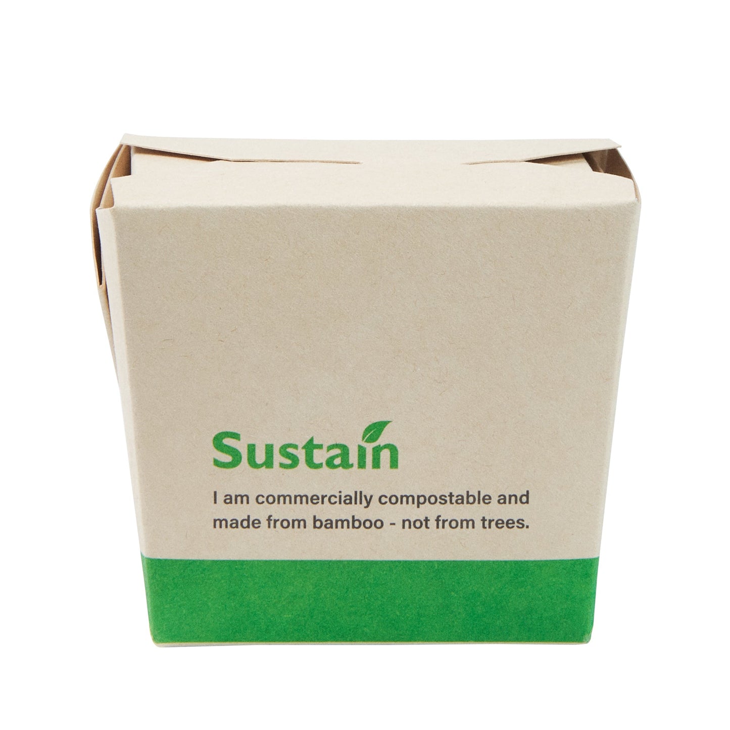 Sustain 8 oz Square Bamboo Paper Noodle Take Out Container - with PLA Lining, Compostable - 2 3/4" x 2 1/4" x 2 1/2" - 200 count box