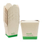 Sustain 26 oz Square Bamboo Paper Noodle Take Out Container - with PLA Lining, Compostable - 4" x 3 1/2" x 4" - 50 count box
