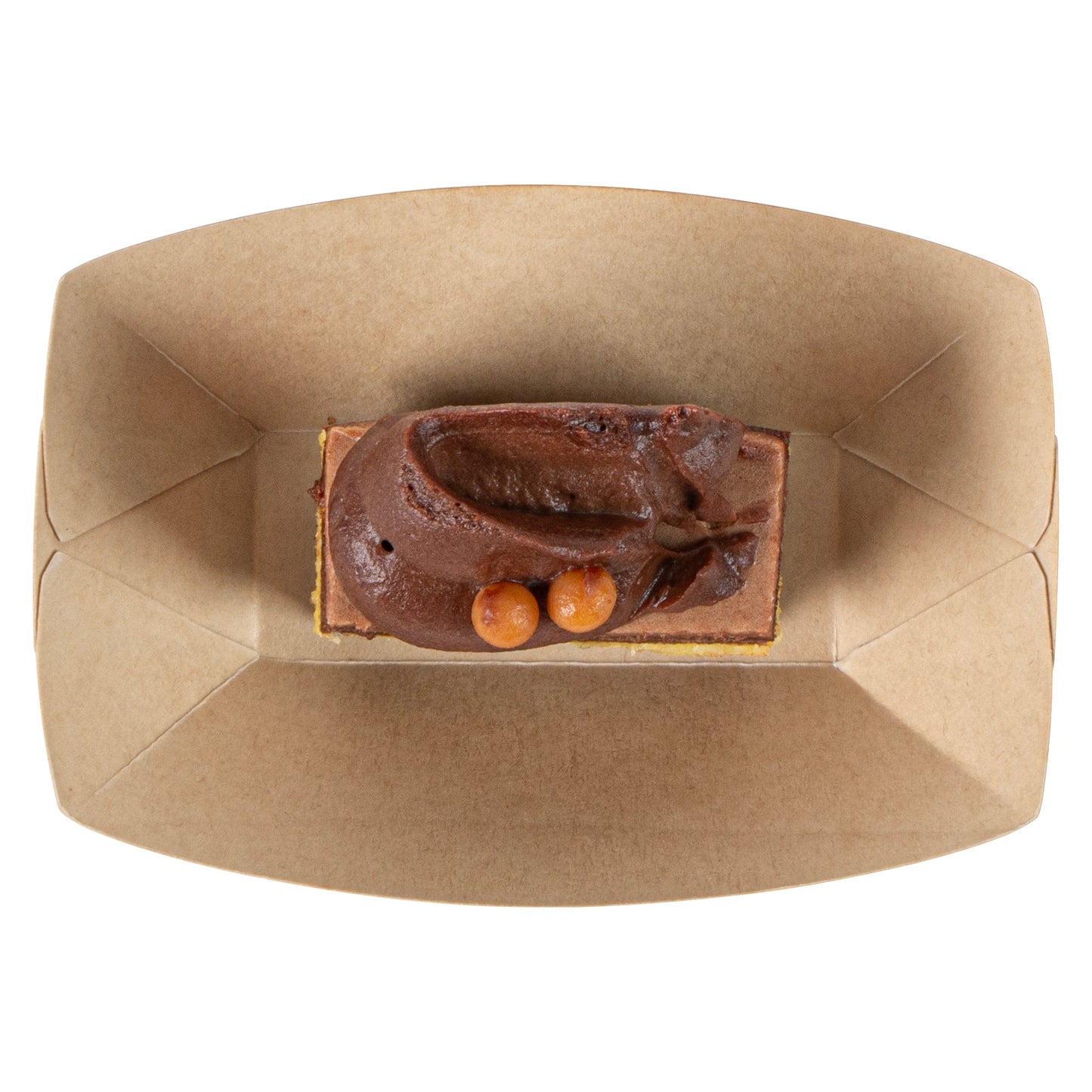 Sustain 2 oz Bamboo Paper Food Tray / Boat - with PLA Lining, Compostable - 2" x 3/4" x 1 1/4" - 50 count box
