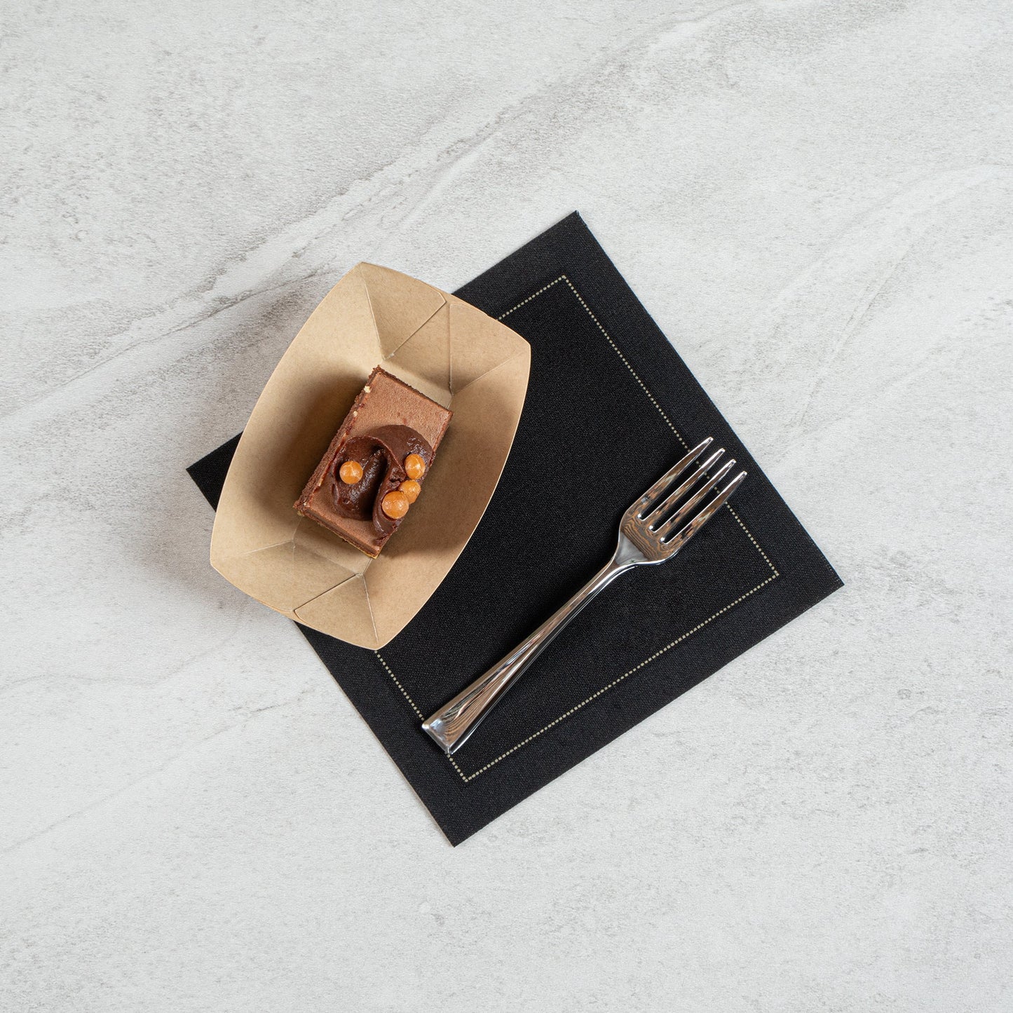 Sustain 2 oz Bamboo Paper Food Tray / Boat - with PLA Lining, Compostable - 2" x 3/4" x 1 1/4" - 50 count box