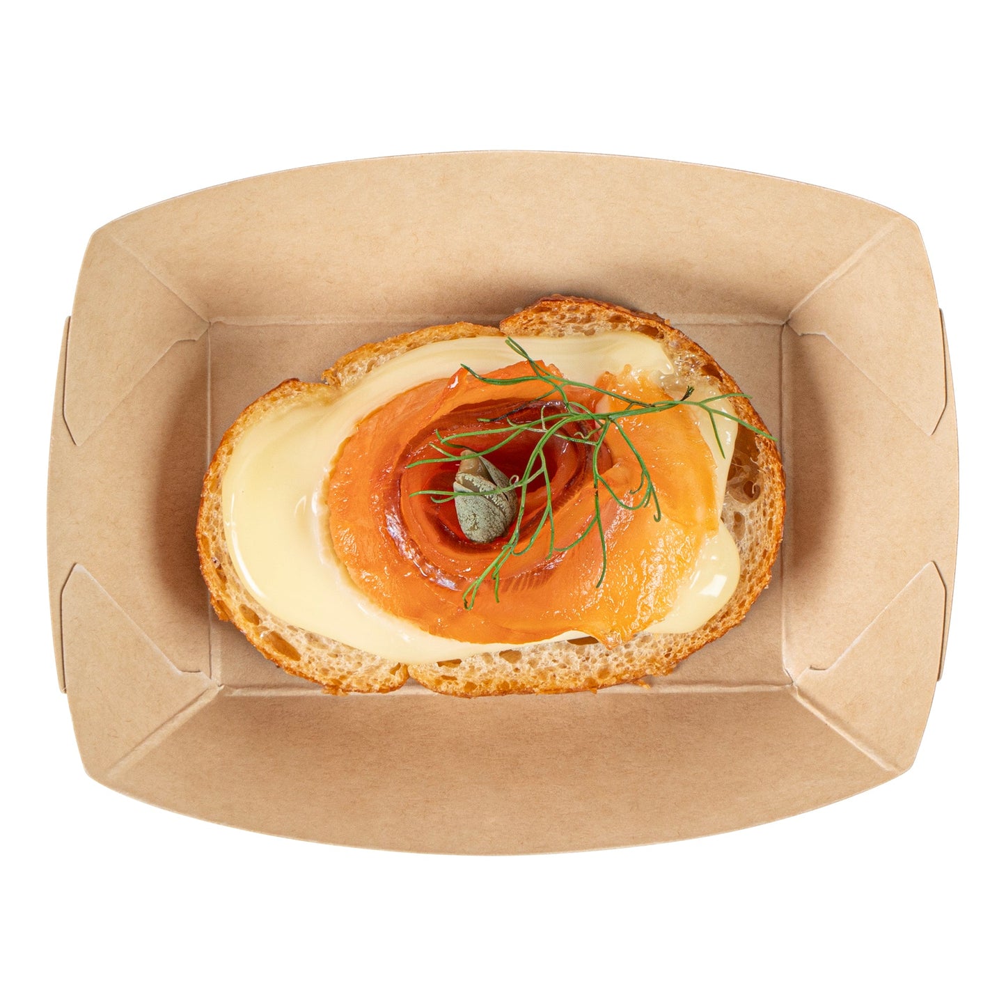Sustain 4 oz Bamboo Paper # 25 Food Tray / Boat - with PLA Lining, Compostable - 3" x 2" x 1" - 50 count box