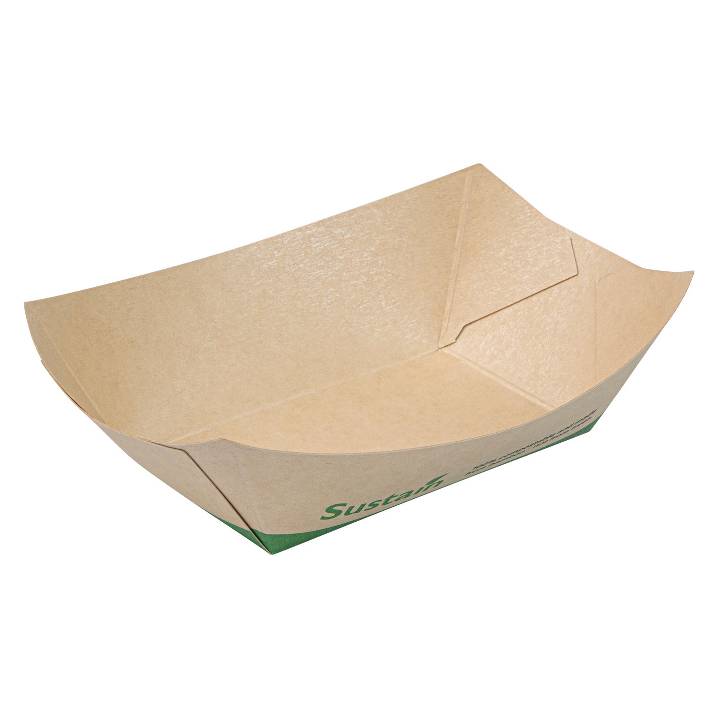 Sustain 6 oz Bamboo Paper #40 Food Tray / Boat - with PLA Lining, Compostable - 3 1/4" x 2" x 1 1/2" - 50 count box
