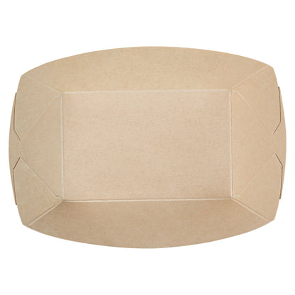 Sustain 1/2 lb Bamboo Paper #50 Food Tray / Boat - with PLA Lining, Compostable - 4 1/4" x 2 3/4" x 1 1/2" - 400 count box