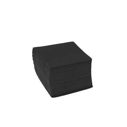 Luxenap Square Black Paper Linen-Feel Cocktail Napkin - Air Laid - 9 1/2" x 9 1/2" - 50 count box