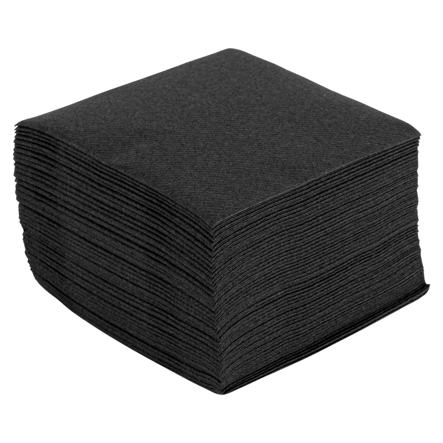 Luxenap Square Black Paper Linen-Feel Cocktail Napkin - Air Laid - 9 1/2" x 9 1/2" - 50 count box
