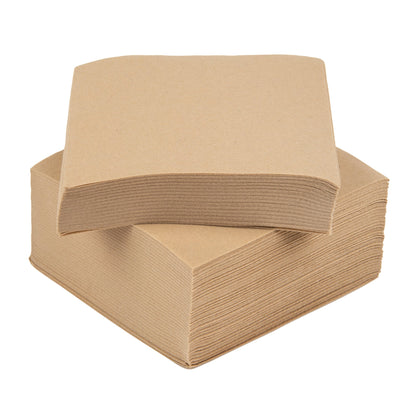 Luxenap Square Kraft Paper Linen-Feel Cocktail Napkin - Air Laid - 9 1/2" x 9 1/2" - 50 count box