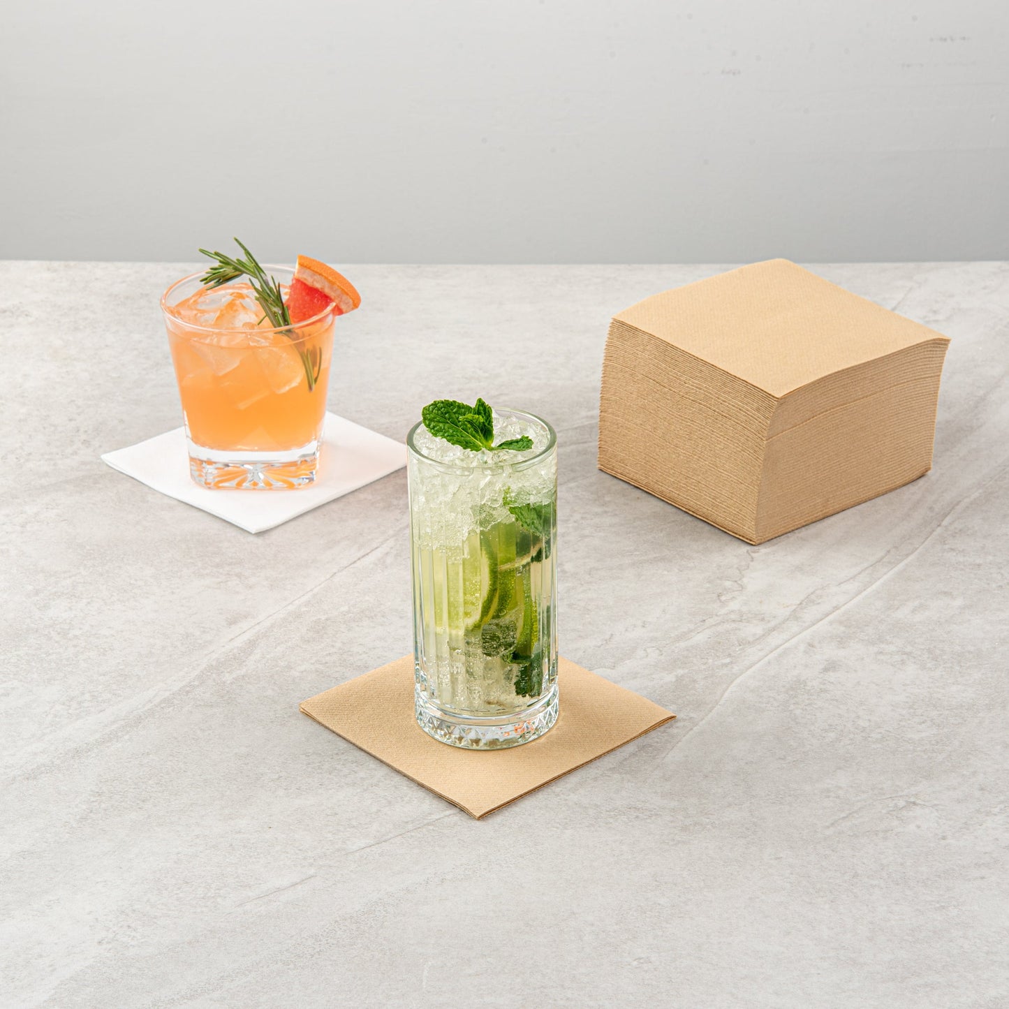Luxenap Square Kraft Paper Linen-Feel Cocktail Napkin - Air Laid - 9 1/2" x 9 1/2" - 50 count box