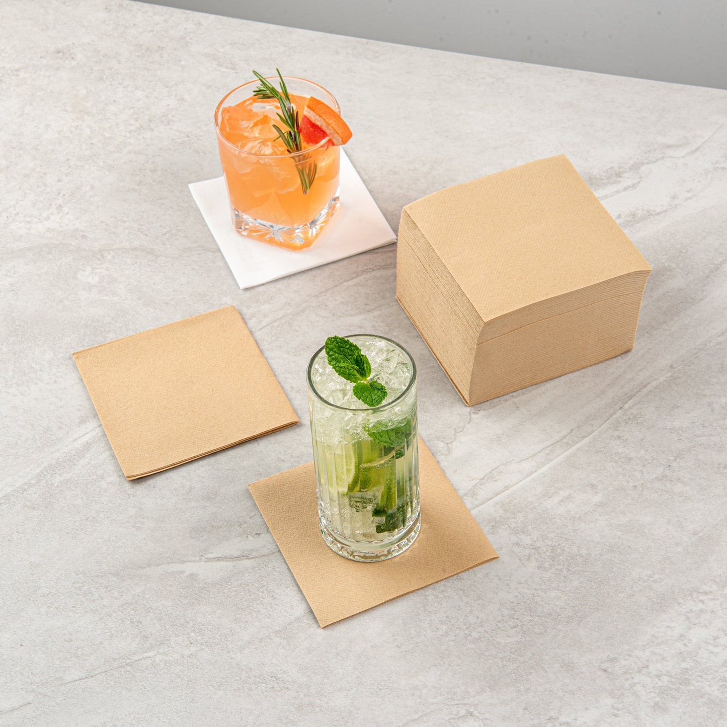 Luxenap Square Kraft Paper Linen-Feel Cocktail Napkin - Air Laid - 9 1/2" x 9 1/2" - 1600 count box