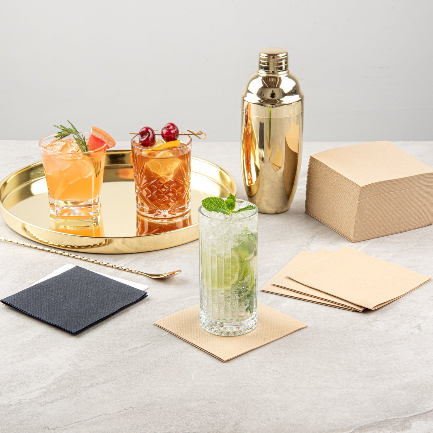 Luxenap Square Kraft Paper Linen-Feel Cocktail Napkin - Air Laid - 9 1/2" x 9 1/2" - 1600 count box