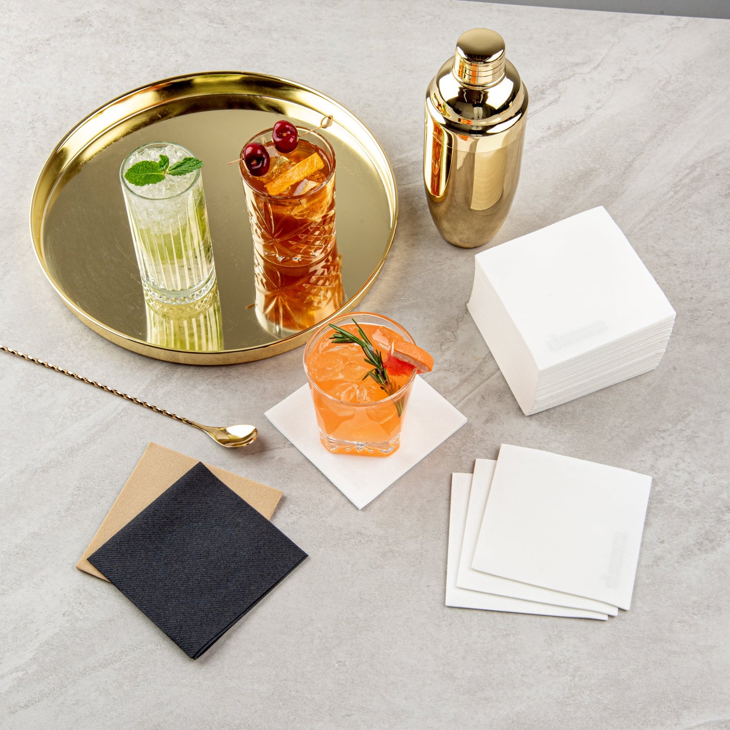 Luxenap Square White Paper Linen-Feel Cocktail Napkin - Air Laid - 9 1/2" x 9 1/2" - 1600 count box