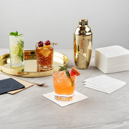 Luxenap Square White Paper Linen-Feel Cocktail Napkin - Air Laid - 9 1/2" x 9 1/2" - 1600 count box