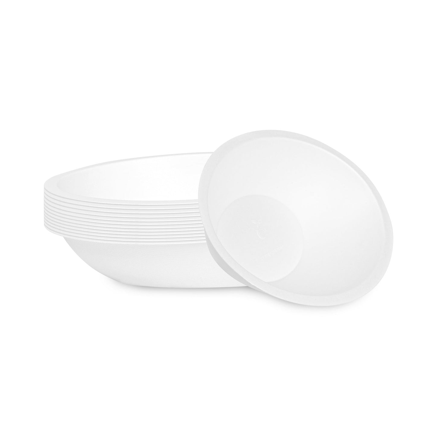 Pulp Safe No PFAS Added 16 oz Oval White Sugarcane / Bagasse Bowl - Home Compostable - 8 3/4" x 6 3/4" x 2 1/4" - 25 count box