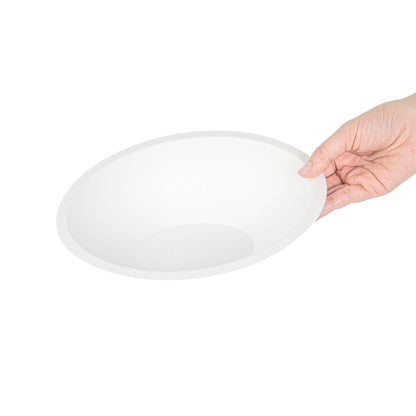Pulp Safe No PFAS Added 16 oz Oval White Sugarcane / Bagasse Bowl - Home Compostable - 8 3/4" x 6 3/4" x 2 1/4" - 25 count box
