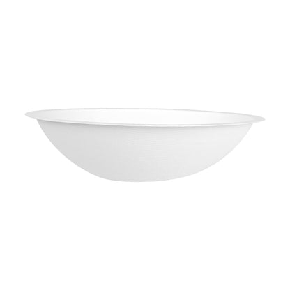 Pulp Safe No PFAS Added 16 oz Oval White Sugarcane / Bagasse Bowl - Home Compostable - 8 3/4" x 6 3/4" x 2 1/4" - 25 count box