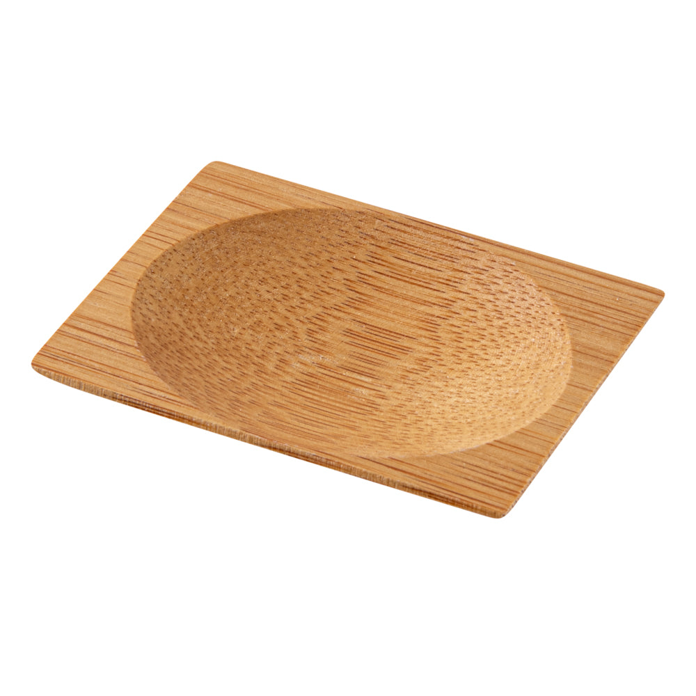 Bambuddha Rectangle Natural Bamboo Dish - 3" x 2 1/4" x 1/2" - 100 count box