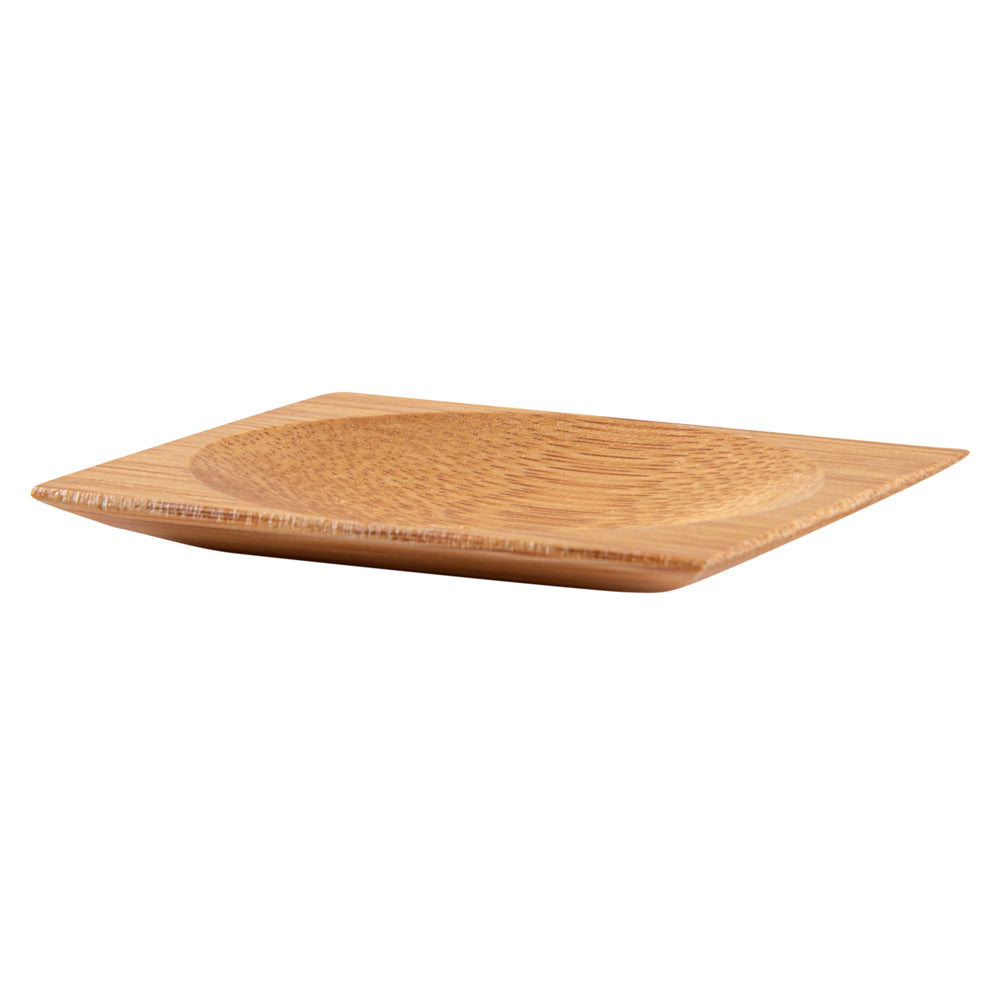 Bambuddha Rectangle Natural Bamboo Dish - 3" x 2 1/4" x 1/2" - 100 count box