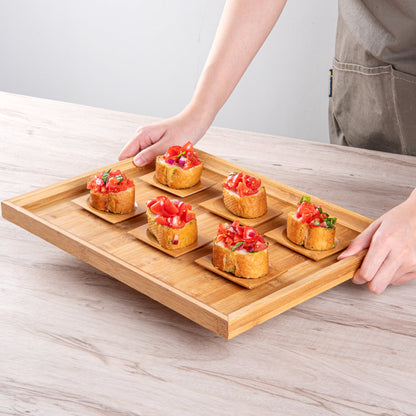 Bambuddha Rectangle Natural Bamboo Dish - 3" x 2 1/4" x 1/2" - 100 count box