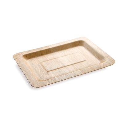 Bambuddha Rectangle Natural Bamboo Plate - 8" x 5 1/2" x 1/2" - 100 count box