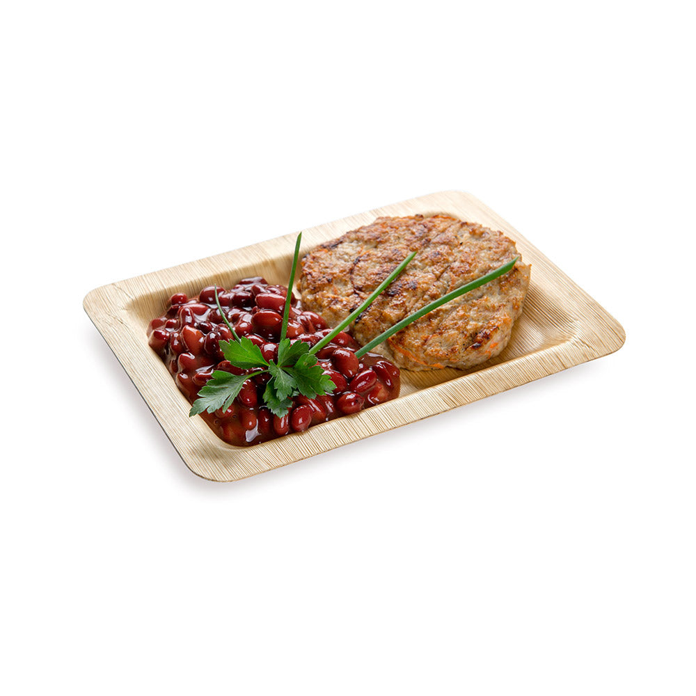 Bambuddha Rectangle Natural Bamboo Plate - 8" x 5 1/2" x 1/2" - 100 count box
