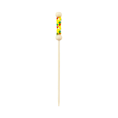 Pixy Yellow Bamboo Braided Pick - 4" - 1000 count box