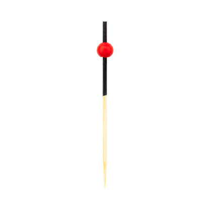 Pixy Black and Red Bamboo Short Mini Ball Pick - 2 1/2" - 1000 count box
