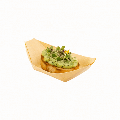 Taipei Natural Pinewood Mini Food Tray / Boat - 3 1/2" x 2 1/4" x 3/4" - 200 count box