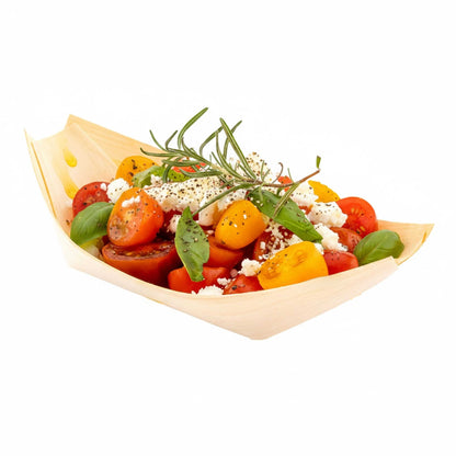 Taipei Natural Pinewood Medium Food Tray / Boat - 5 1/2" x 3 1/2" x 3/4" - 200 count box