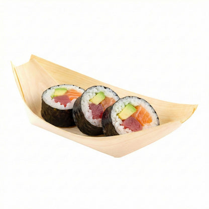 Taipei Natural Pinewood Medium Food Tray / Boat - 5 1/2" x 3 1/2" x 3/4" - 200 count box