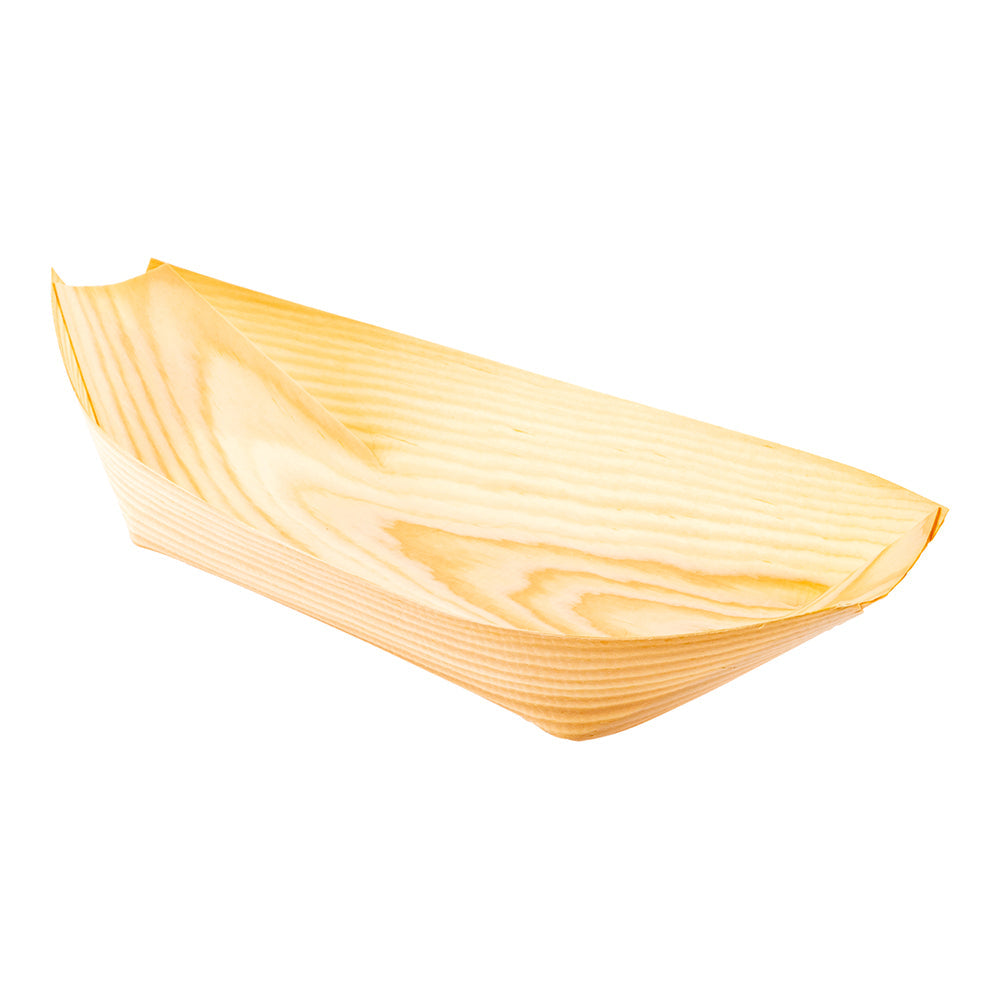 Taipei Natural Pinewood Large Food Tray / Boat - 8 3/4" x 4" x 3/4" - 200 count box
