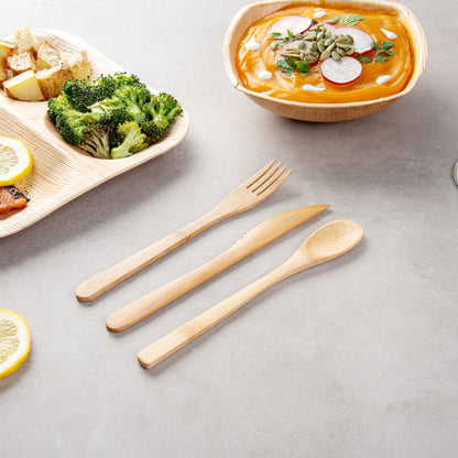 Bambuddha Natural Bamboo Cutlery Set - 8" x 1 1/2" x 1 1/4" - 100 count box