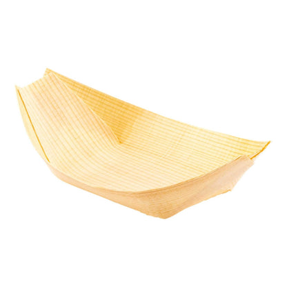 Taipei Natural Pinewood Small Food Tray / Boat - 4 1/2" x 2 1/2" x 1/2" - 200 count box