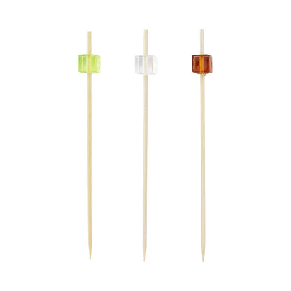 Pixy Assorted Bamboo Acrylic Block Pick - 3 1/2" x 1/2" x 1/2" - 1000 count box