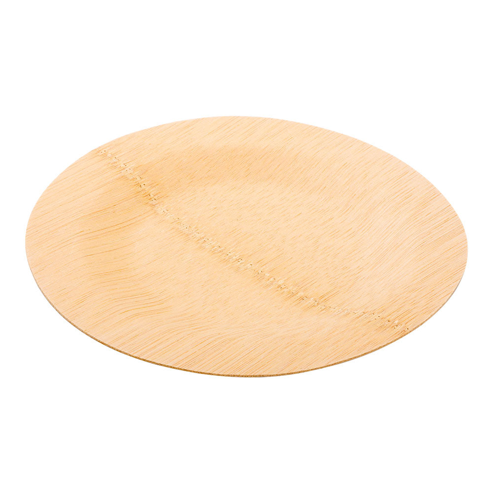 Bambuddha Round Natural Bamboo Medium Veneer Plate - 7" x 7" x 1/2" - 100 count box