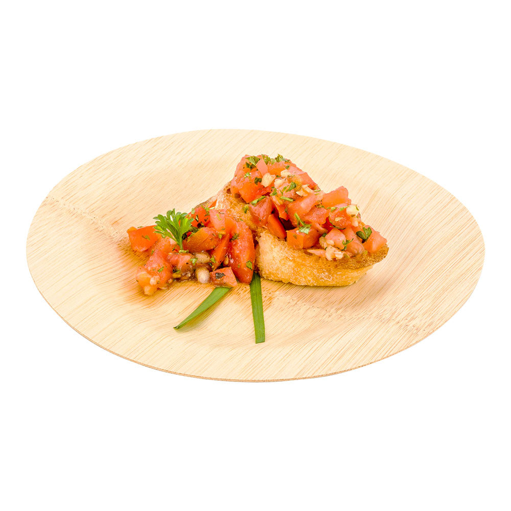 Bambuddha Round Natural Bamboo Medium Veneer Plate - 7" x 7" x 1/2" - 100 count box
